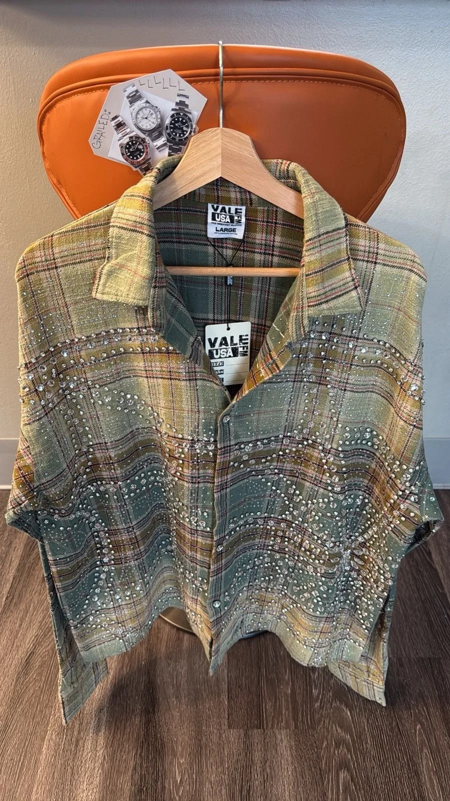 Vale Forever ‘Mystikal’ Rhinestone All-Over Flannel Shirt 2