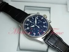 IWC Pilot's Chronograph Stainless Steel Black Dial Black CrocStrap 43mm IW377701 2
