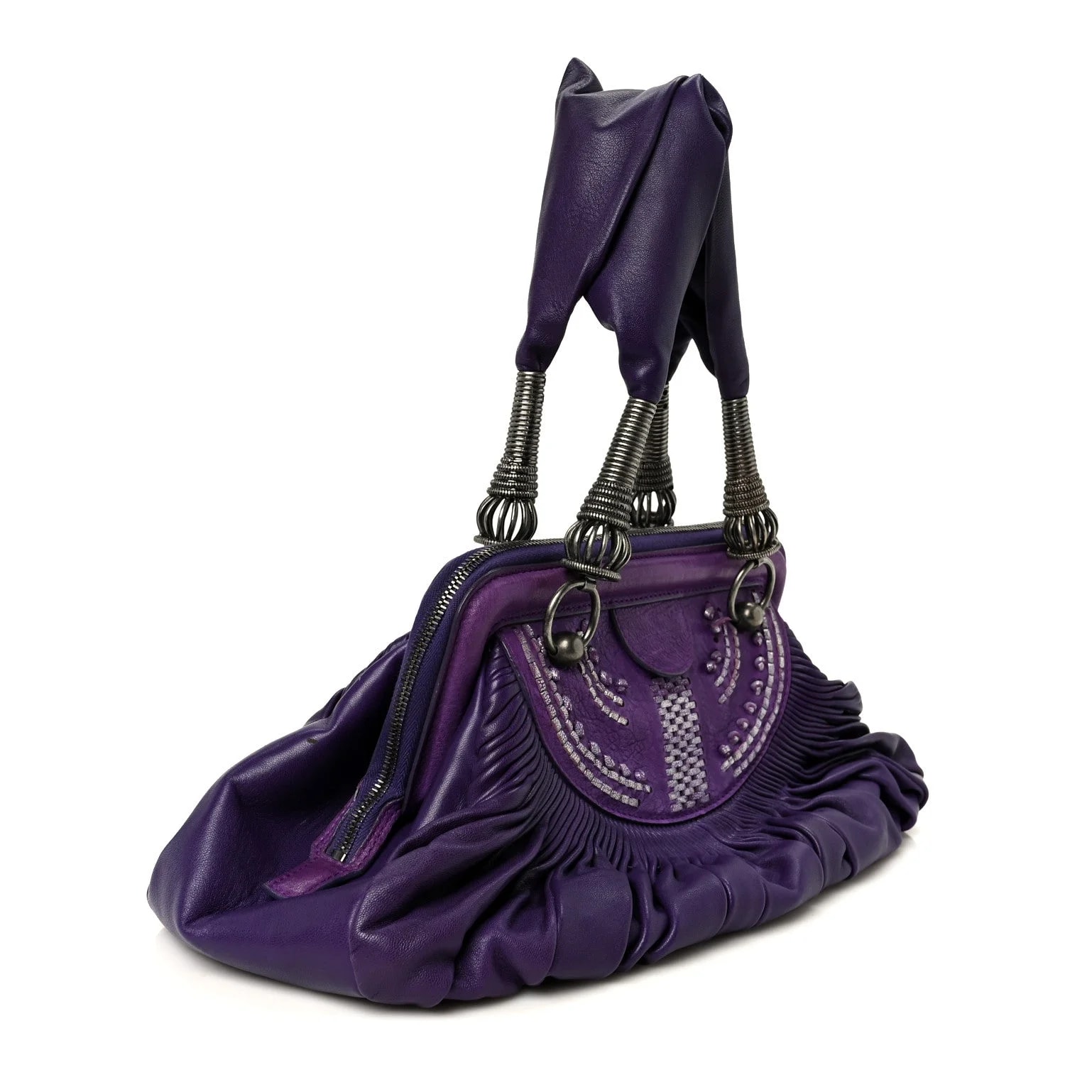 Plisse Pleated Frame Satchel Fonce 3
