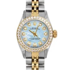 Rolex TT Oyster Perpetual Blue MOP Diamond Dial Diamond Bezel Jubilee 4