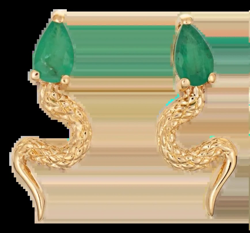 18k Yellow Gold Small Studs Serpent Jewelry, A Pair — Jewelry — resale