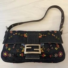 Fendi — Fendi Floral Embroidered Beaded Baguette — Handbag — resale