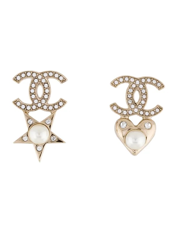 Chanel — Faux & Strass CC Star & Heart — Jewelry — resale