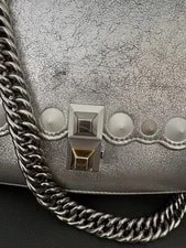 Authentic Fendi Kan I Metallic Scalloped Studded Small 3