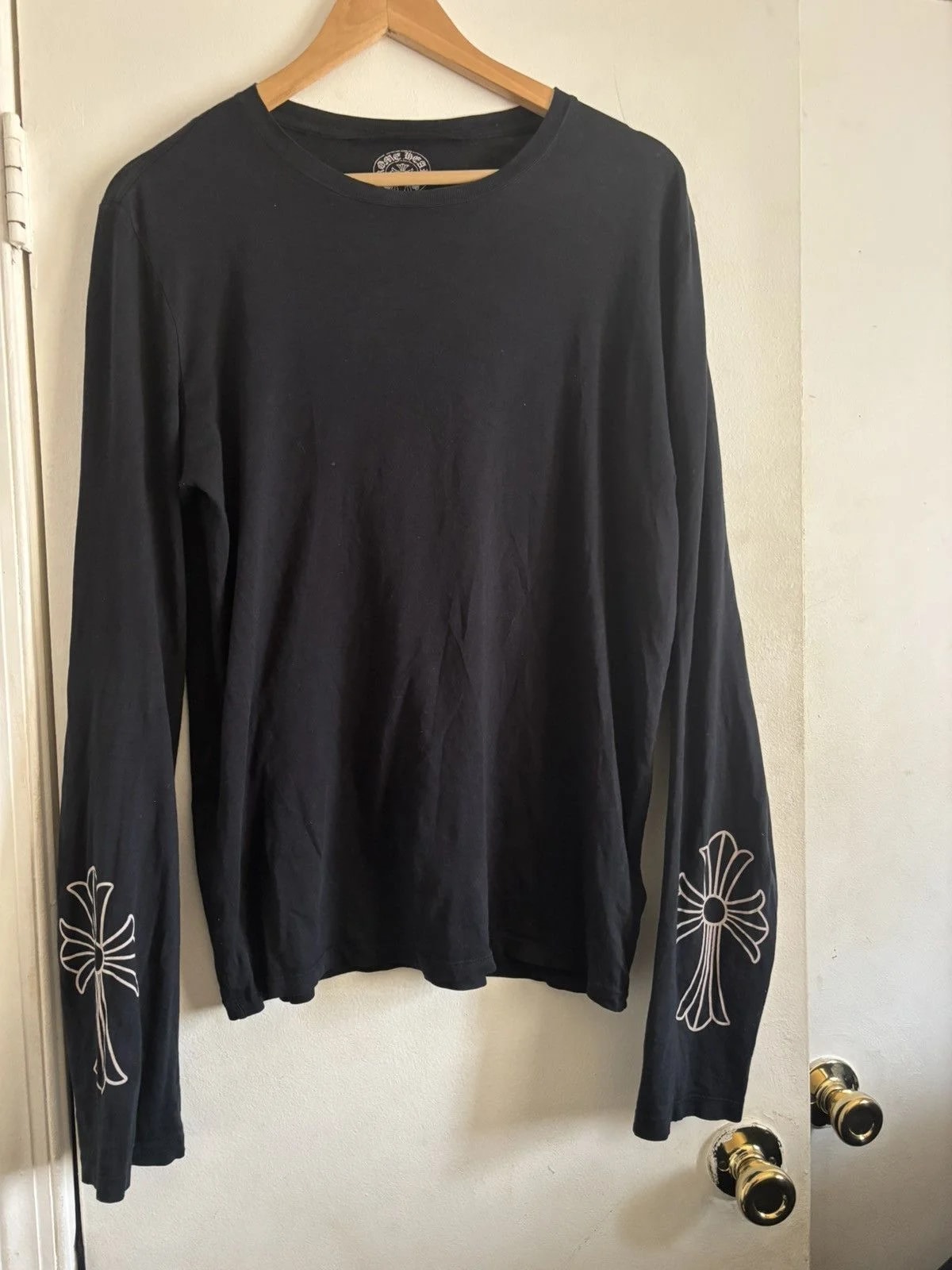 Chrome Hearts — Hearts Cross Long Sleeve Shirt 2018 Small Hole — streetwear — resale