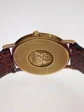 Omega Quartz Wrist Analog 18k Leather GLD BRW External Belt 3