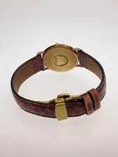 Omega Quartz Wrist Analog 18k Leather GLD BRW External Belt 4