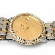 Omega — Omega de Ville Prestige Bezel Diamond 424.25.37.20.58.001 37mm Gold Dial #TSW096 — Watch — resale