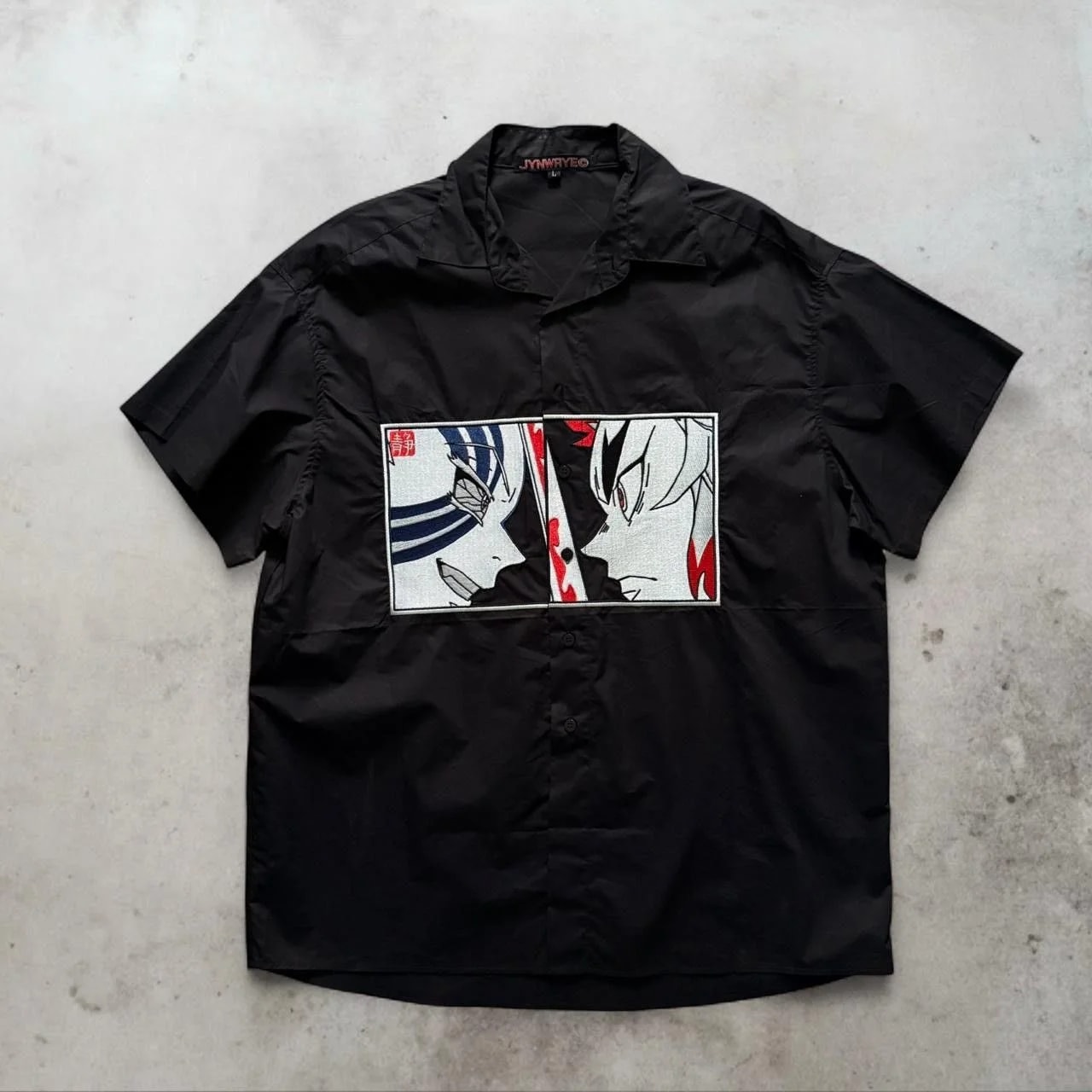 Jynwaye Demon Slayer Rengoku Akaza Showdown Button Up Shirt — streetwear — resale