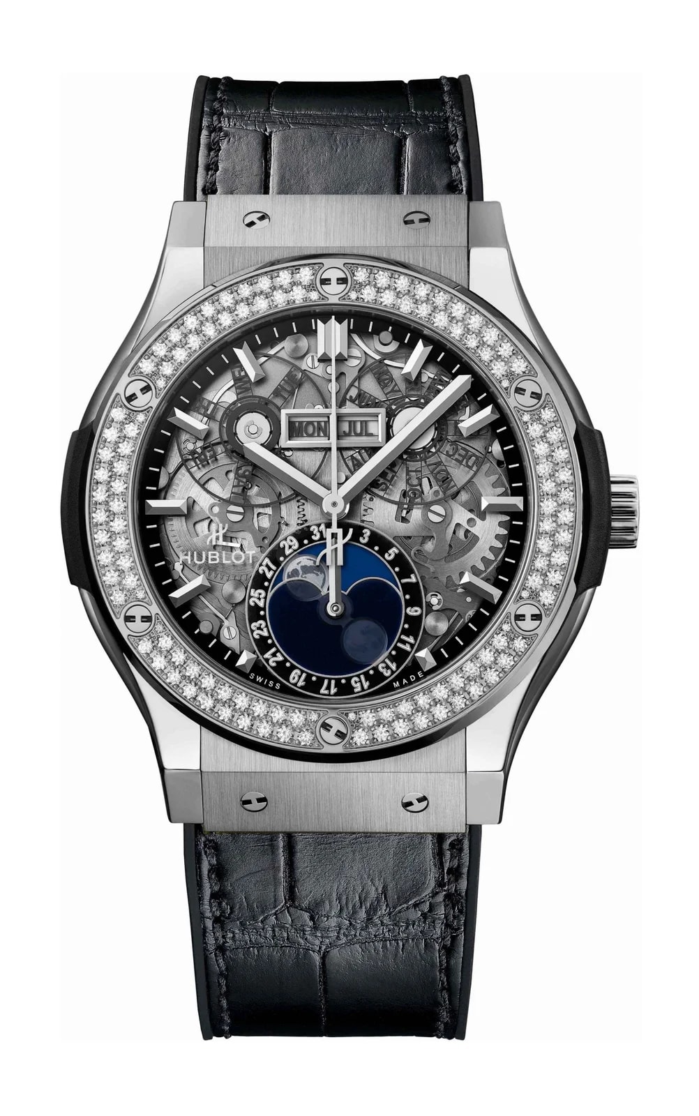 Worldofluxuryus — Hublot Classic Fusion Aerofusion Moonphase Titanium & Diamonds — Watch — resale