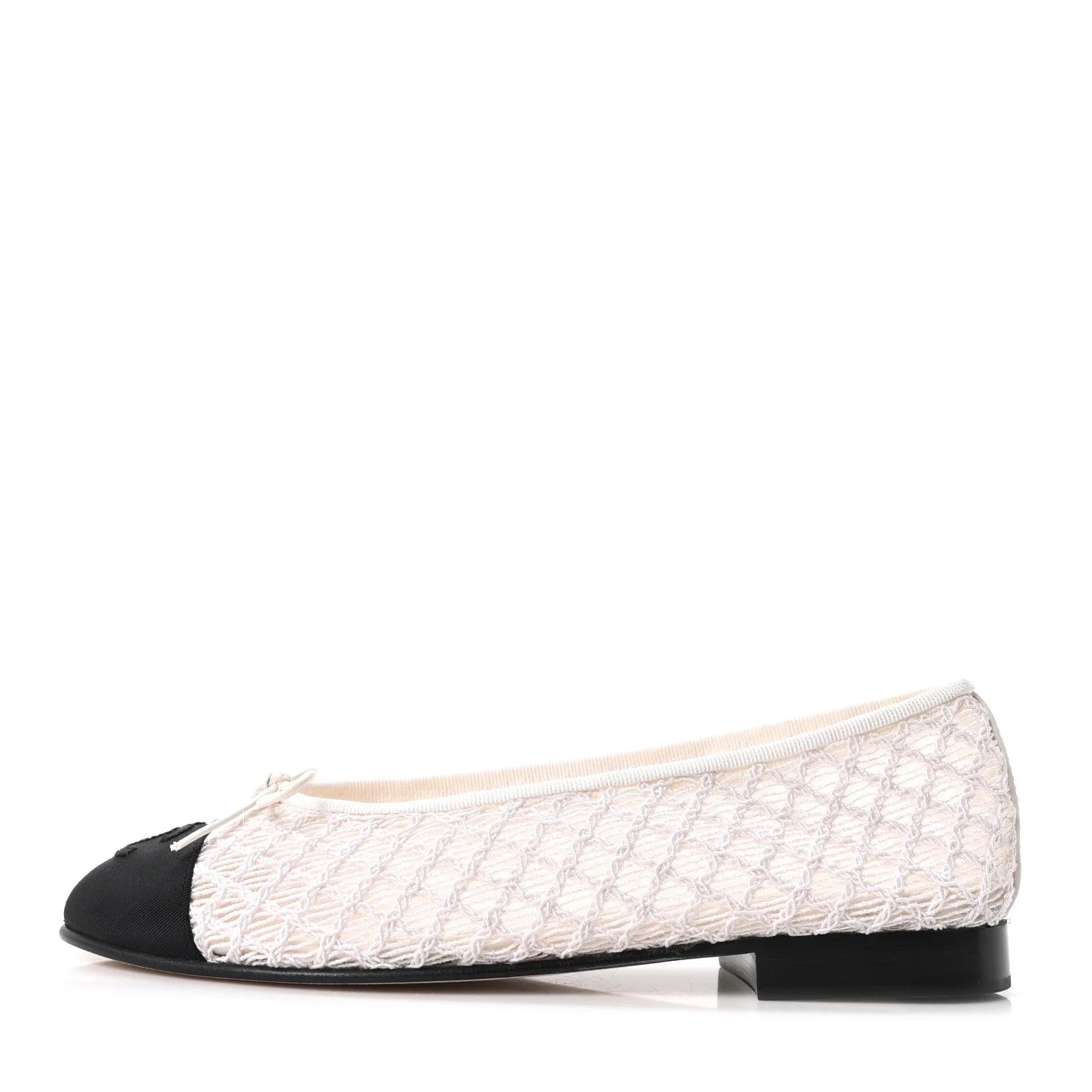 Chanel — Crochet Grosgrain Cap Toe Ballerina 36 — Designer Shoe — resale