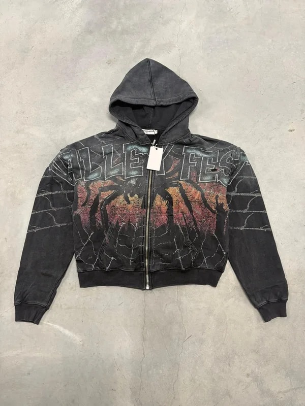 Vale Forever Valley Dreams Black Widow Spider Zip Up Hoodie 3