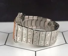 Cartier Santos 32mm RG Plated Iced 10ct White Diamonds 2823 4