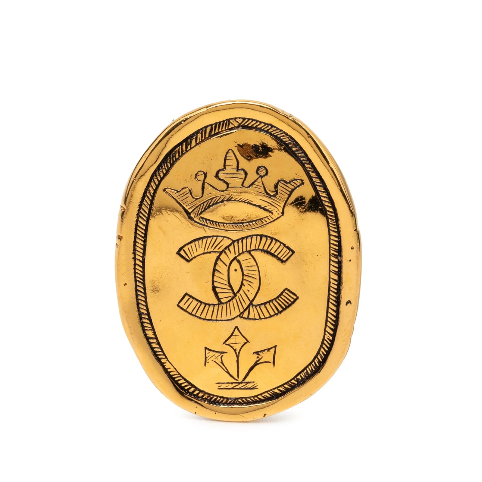 Chanel — CC Crown Oval Brooch — Jewelry — resale