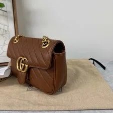 Auth Gucci GG Marmont Diagonal Tone Chain Crossbody 3