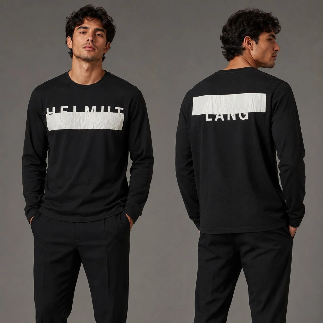 Helmut Lang — Helmut Lang Logo Long Sleeve Tee Washed — streetwear — resale