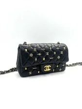 Auth Chanel Classic Flap Egypt Symbol Stud 2