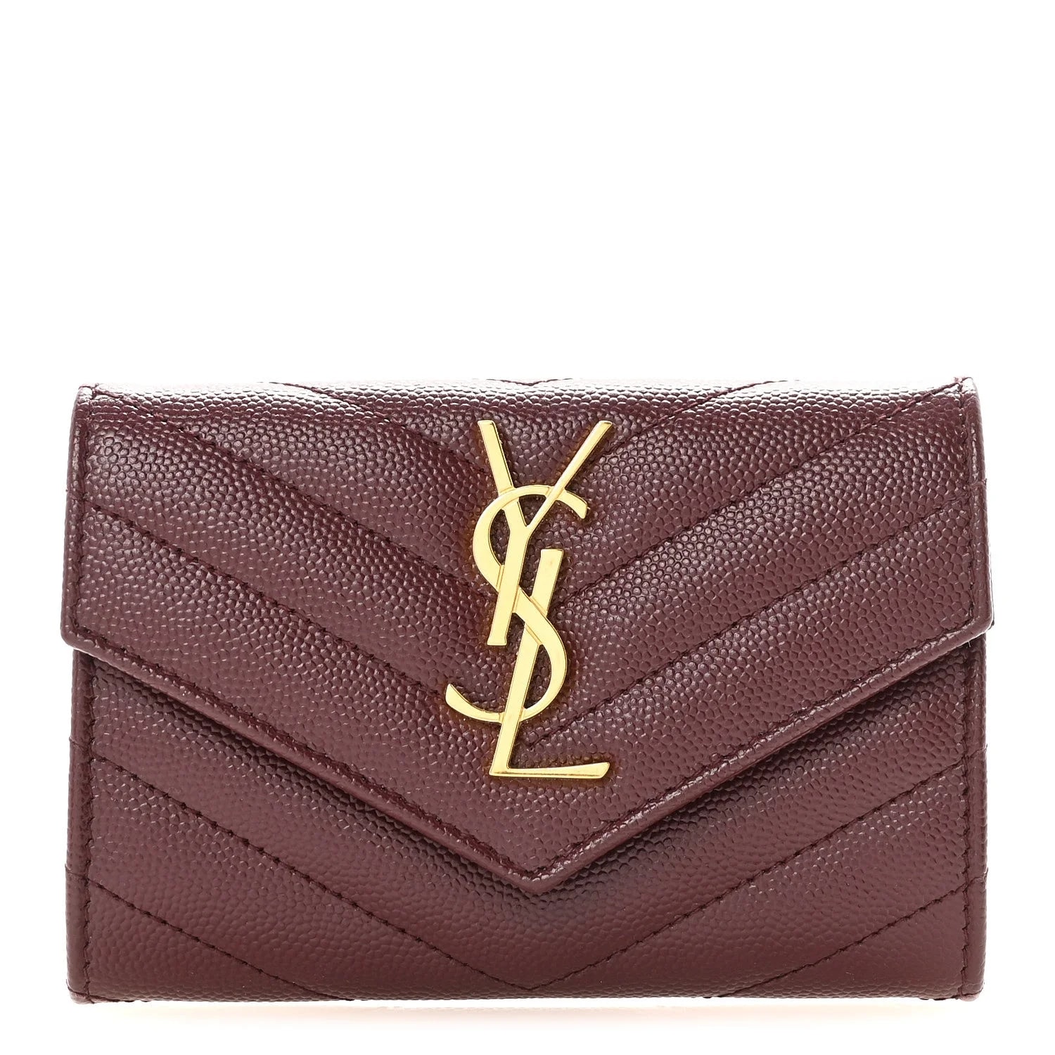 Saint Laurent — Grain de Poudre Chevron Small Envelope Wallet Legion — Accessory — resale