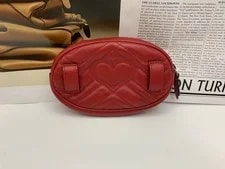 Gucci GG Marmont Chevron Oval Zip Belt Auth 2