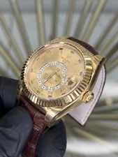 Open Date Rolex SkyDweller Champagne Arabic Dial on Leather 326138 Card 2