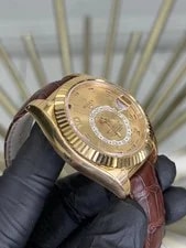 Open Date Rolex SkyDweller Champagne Arabic Dial on Leather 326138 Card 3
