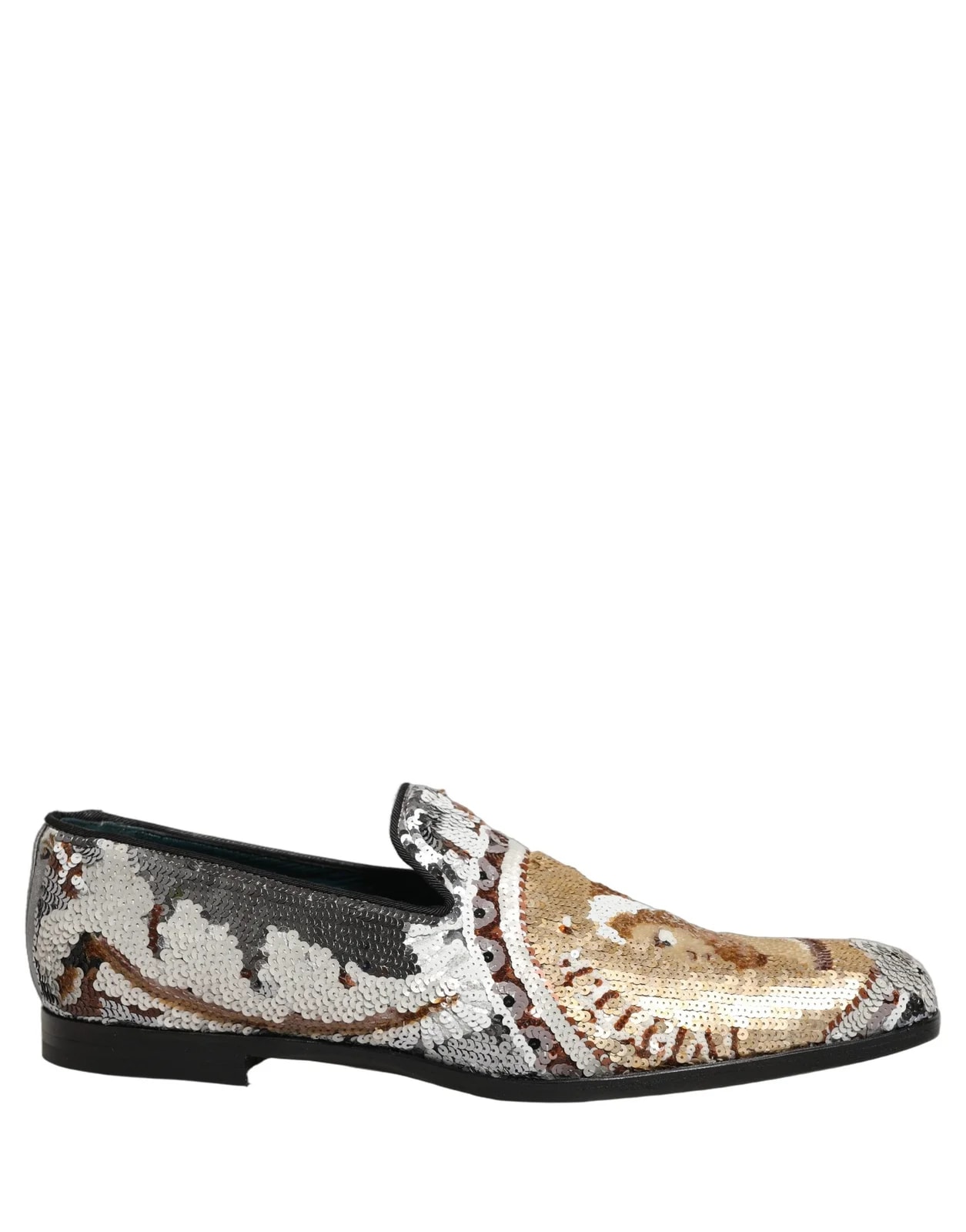 Dolce & Gabbana — Dolce & Gabbana White Gold Sequined Slip on — Designer Shoe — resale