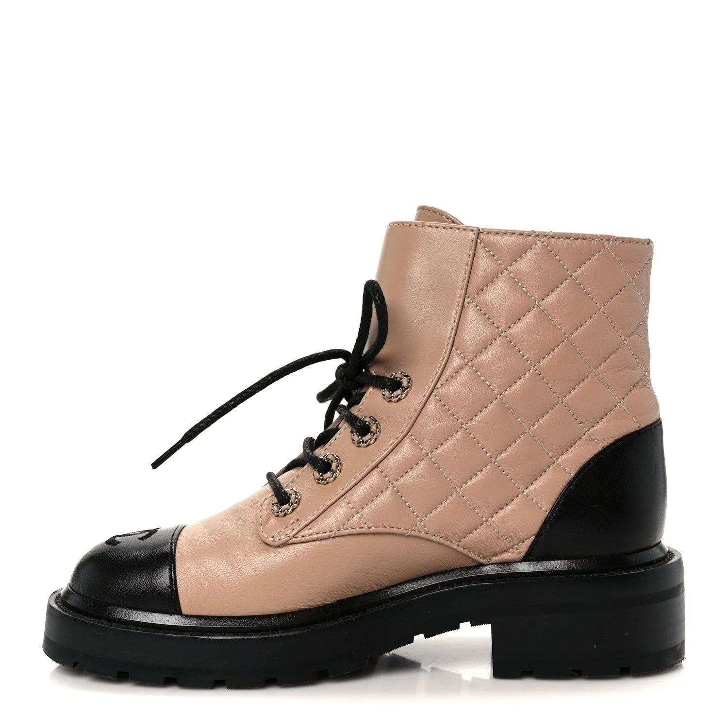 Chanel — Shiny Lace Up Combat 36 — Designer Shoe — resale