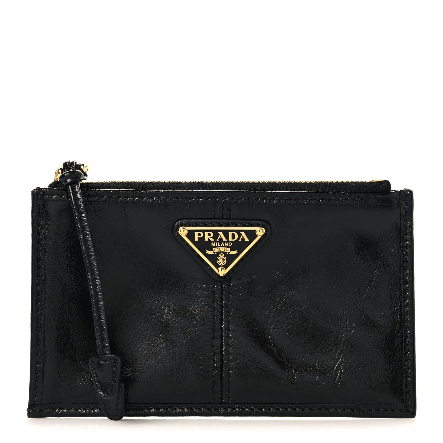 Prada — Glossy Triangle Zip Card Holder — Accessory — resale