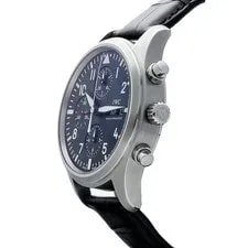 IWC Pilot Chronograph 42 Mm Steel Black Dial Leather Automatic 2