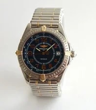 Breitling , B66050 Wings, Black Dial Gold Accents, Bullet Band 3