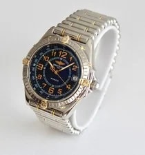 Breitling , B66050 Wings, Black Dial Gold Accents, Bullet Band 4