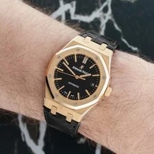 Audemars Piguet — Audemars Piguet Royal Oak 15450OR Rose Gold 37mm Black Dial Papers — Watch — resale