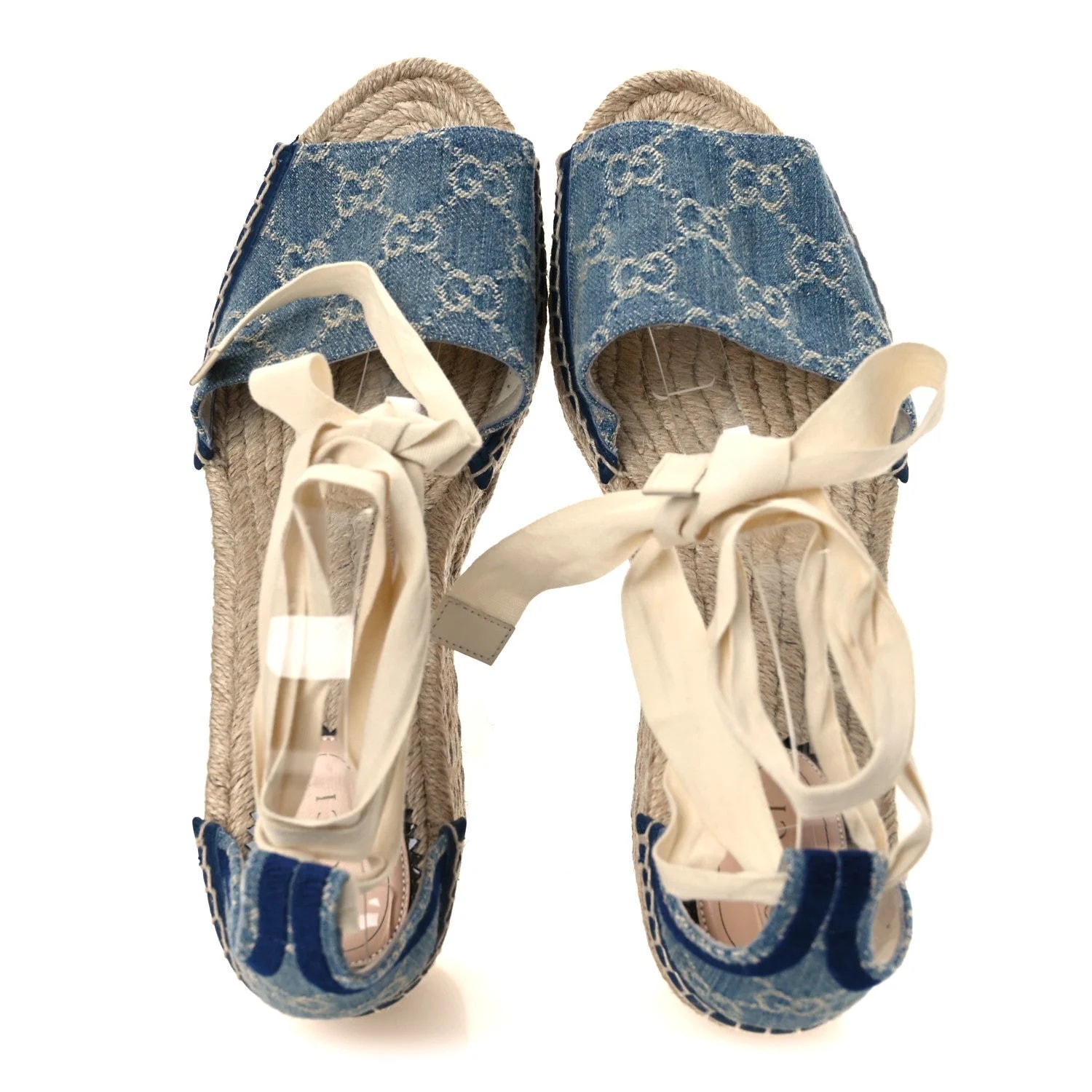 New GG Pilar Ankle Wrap Espadrille Wedge 41 2