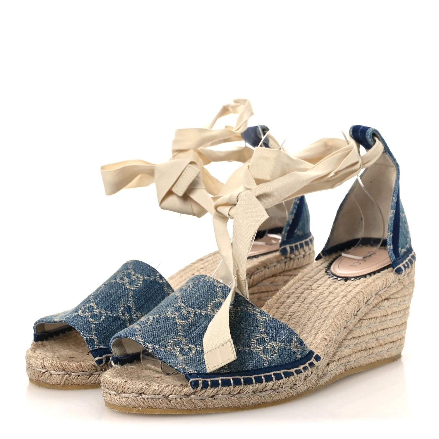 New GG Pilar Ankle Wrap Espadrille Wedge 41 4