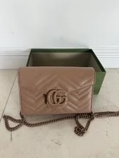 Gucci — NEW Gucci Matelasse Monochrome GG Marmont Wallet on Chain Camelia/Nude — Handbag — resale