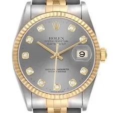 Rolex — Rolex Datejust Steel Yellow Gold Silver Diamond Dial 16233 — Watch — resale