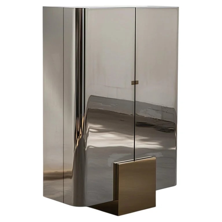 Slash Objects — X Armoire in Polished Stainless Steel and Brass By Slash Objects — Furniture — resale