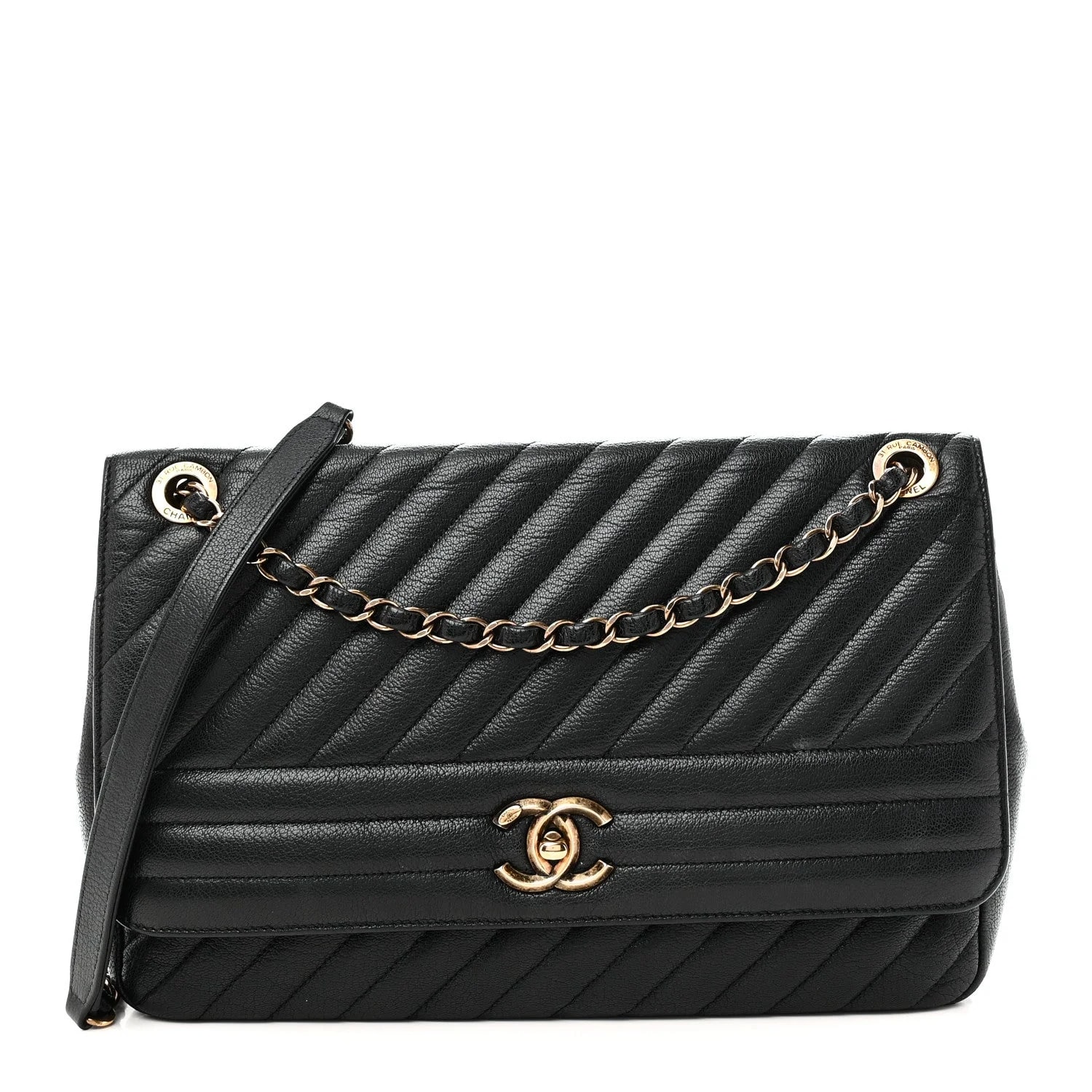 Chanel — Shiny Diagonal Large Flap — Handbag — resale