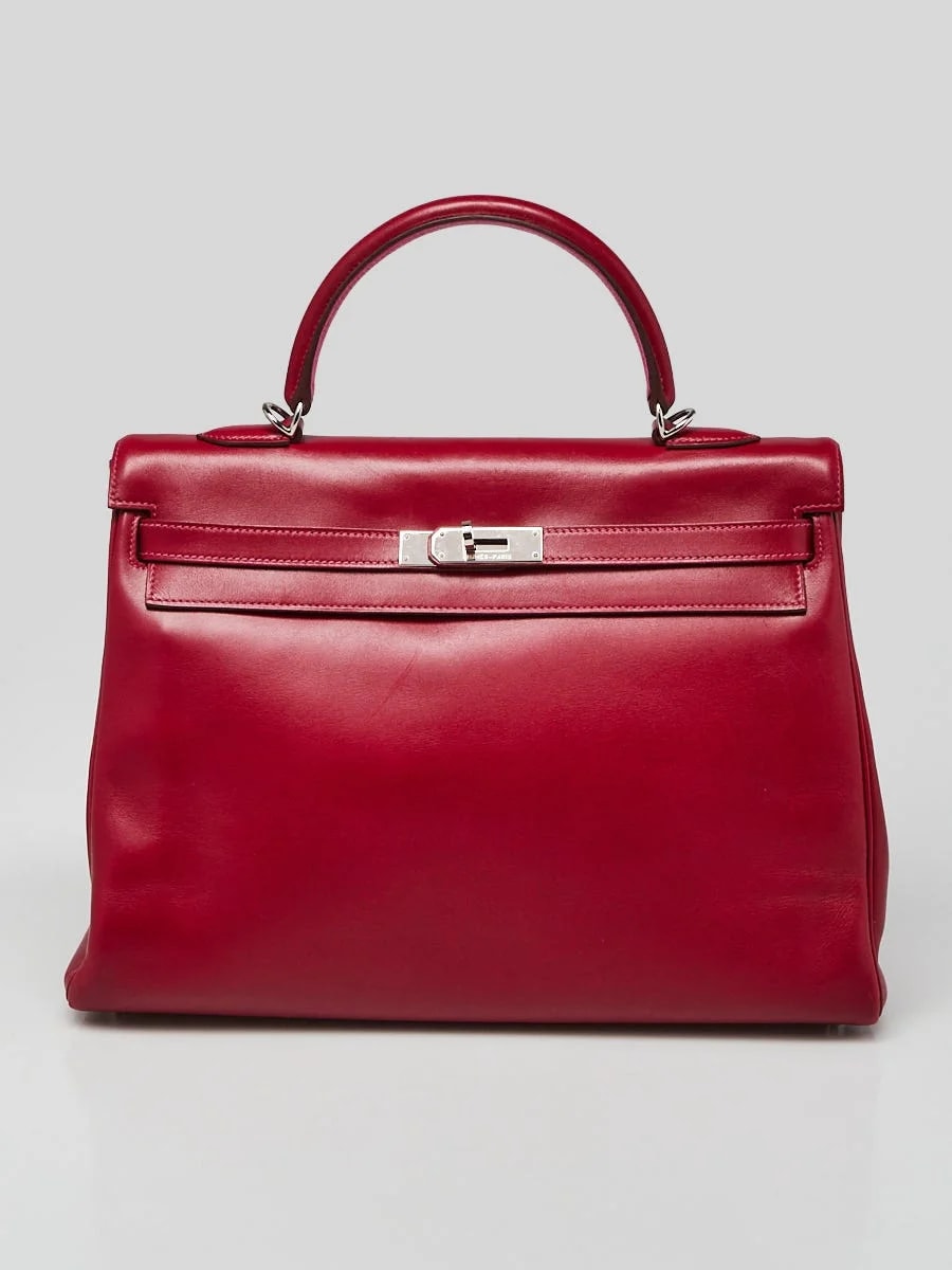 Hermès — Hermes 35cm Rubis/ Tyrien Tadelakt Palladium Plated So Flash Kelly Retourne — Handbag — resale