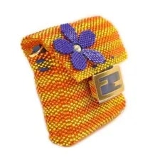 Fendi New Pico Baguette Beads Earphone Case Yellow Gold Mini Japan 2