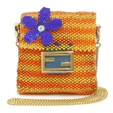 Fendi New Pico Baguette Beads Earphone Case Yellow Gold Mini Japan 3