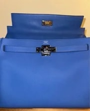 Hermès Kelly Medium Top Handle Palladium Turn Lock Strap Scarf 2