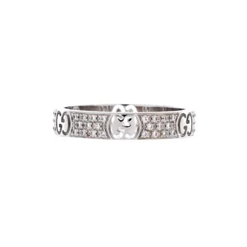 Gucci — Icon Band 18K White Gold With Pave Diamonds 4mm — Jewelry — resale
