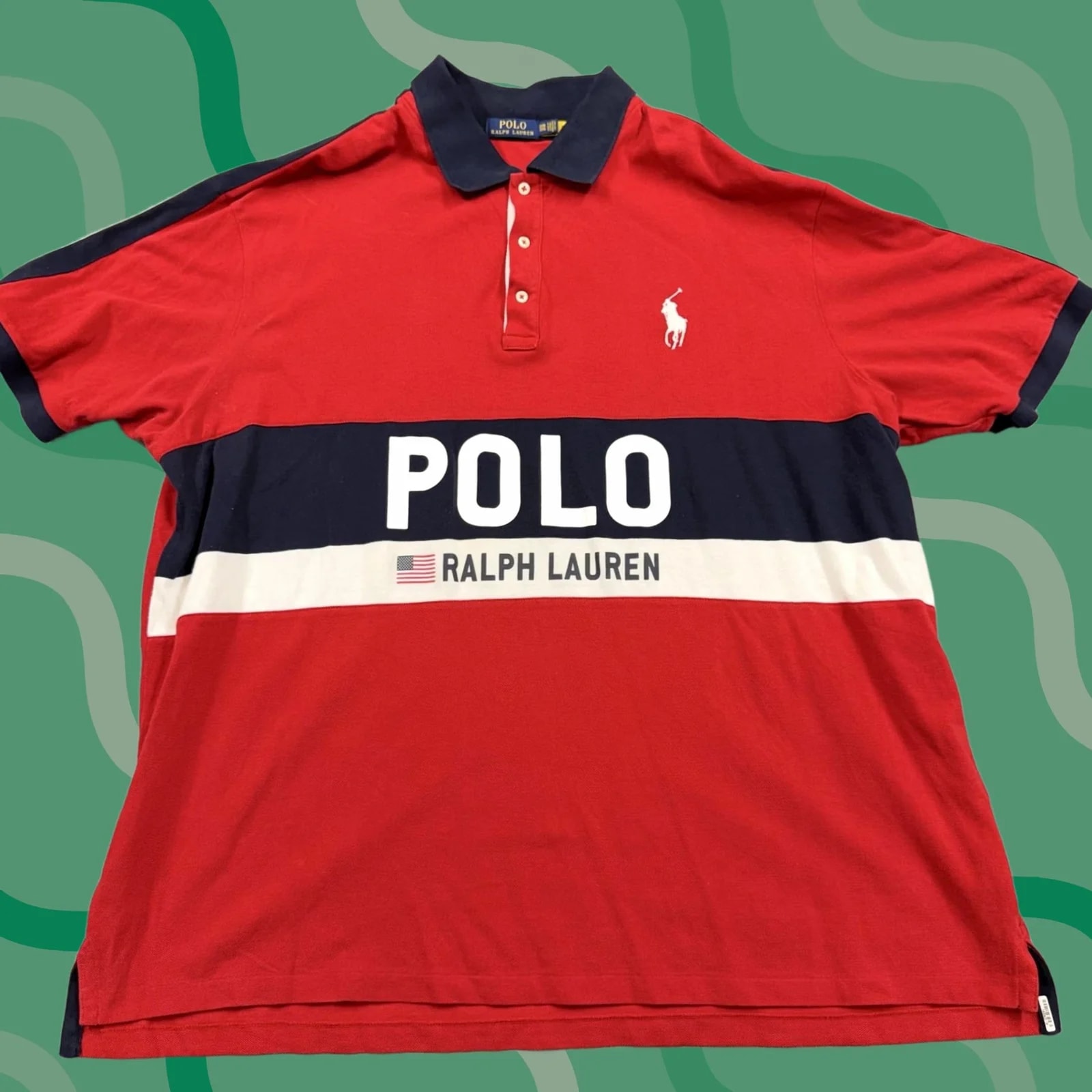 Polo Ralph Lauren Polo Shirt 3XB USA Flag Logo Cotton — streetwear — resale