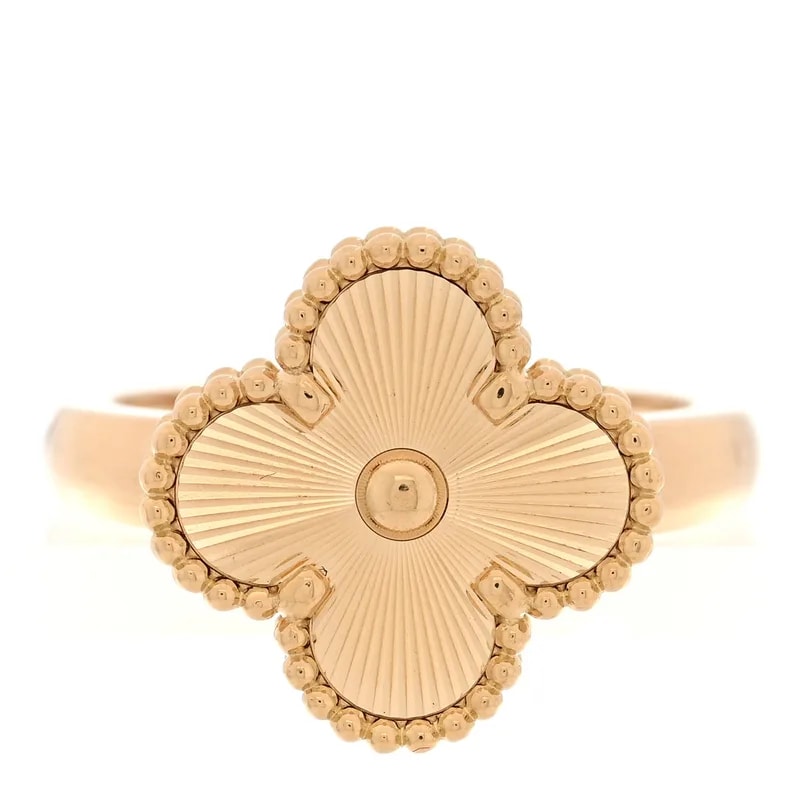 Van Cleef & Arpels — 18K Yellow Gold Guilloche Alhambra 53 6.5 — Jewelry — resale