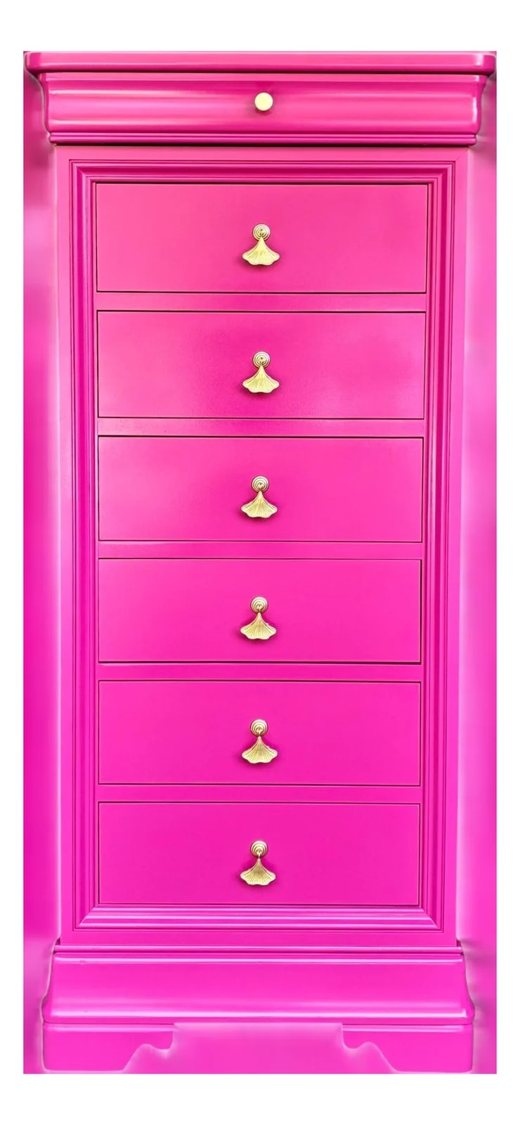 Thomasville — 1980s Thomasville Impressions Lingerie Chest Tall Dresser | Hollywood Regency Chest | Glam Bedroom Storage | Wallpaper Drawers — Furniture — resale