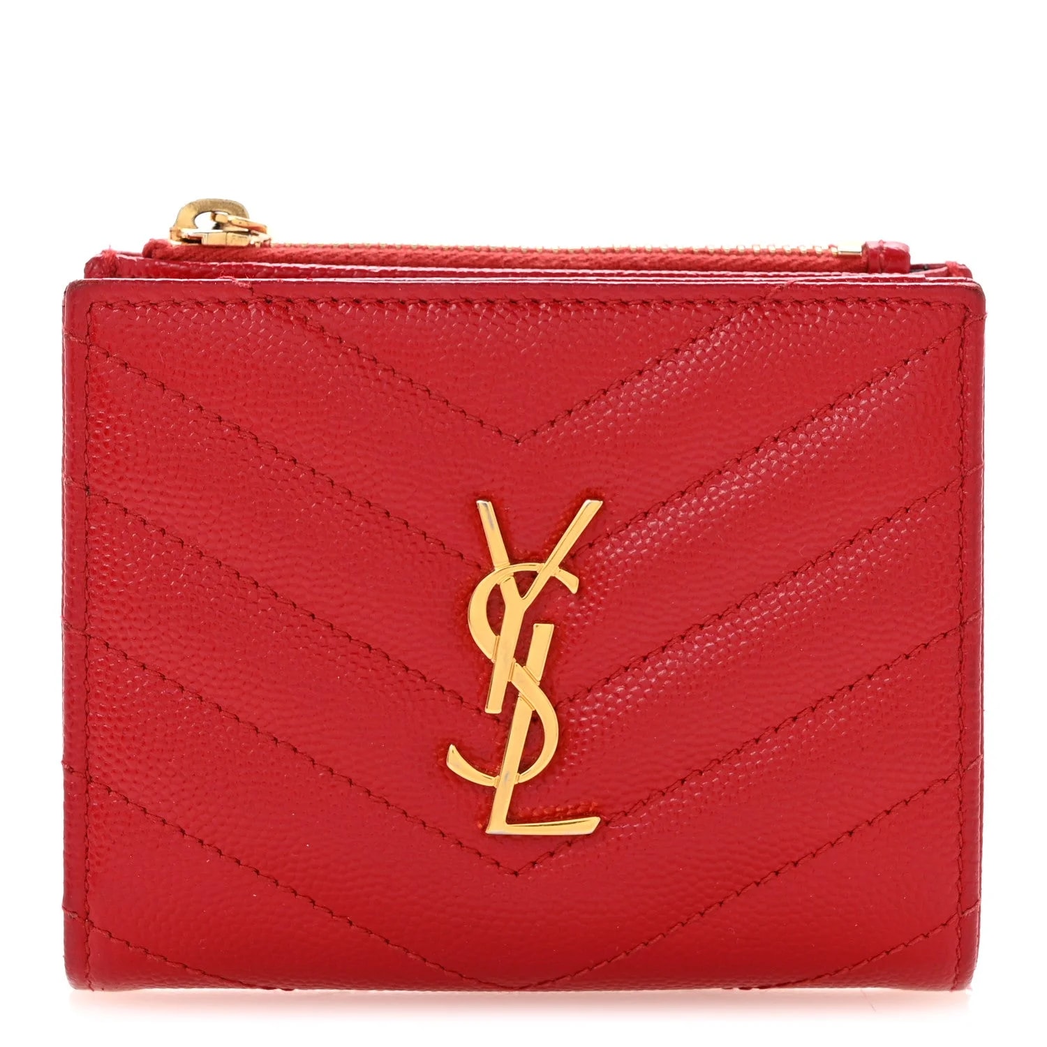 Saint Laurent — Grain de Poudre Chevron Zipped Card Case Bandana — Accessory — resale