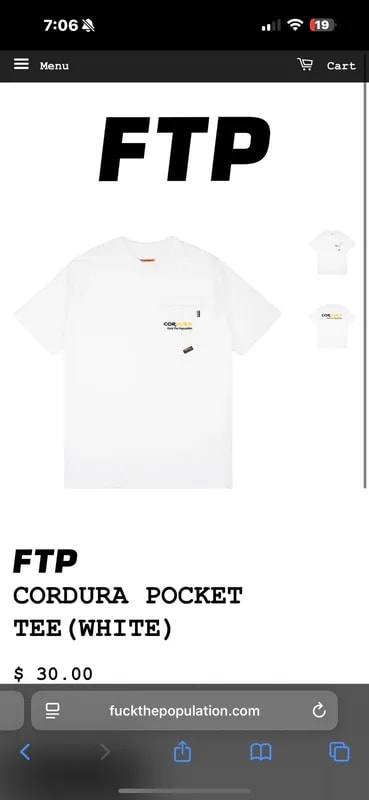 Fuck the Population X Cordura Pocket Tee — streetwear — resale