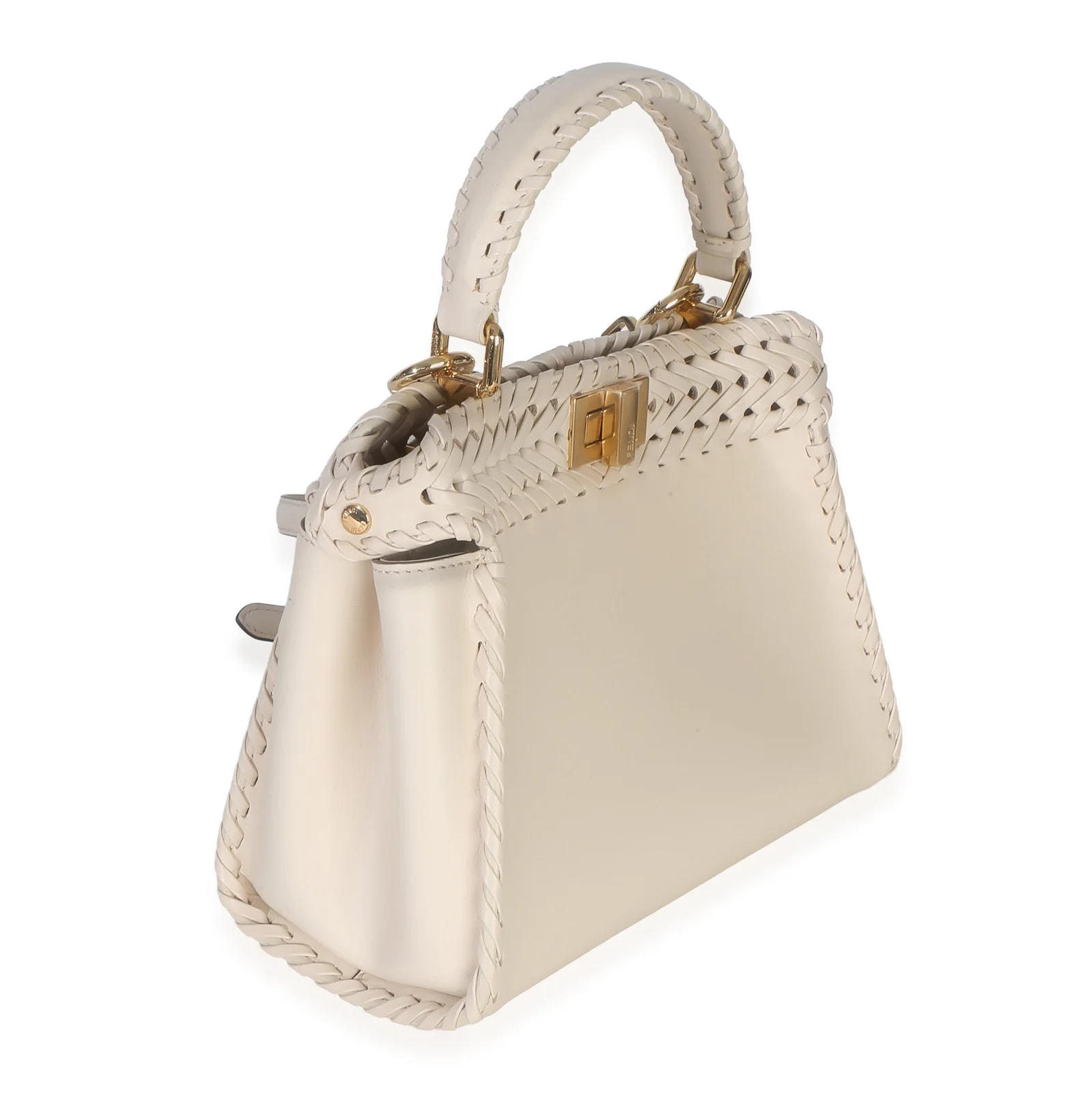Fendi Vitello King Interlace Mini Peekaboo Iconic Satchel Neutral 3