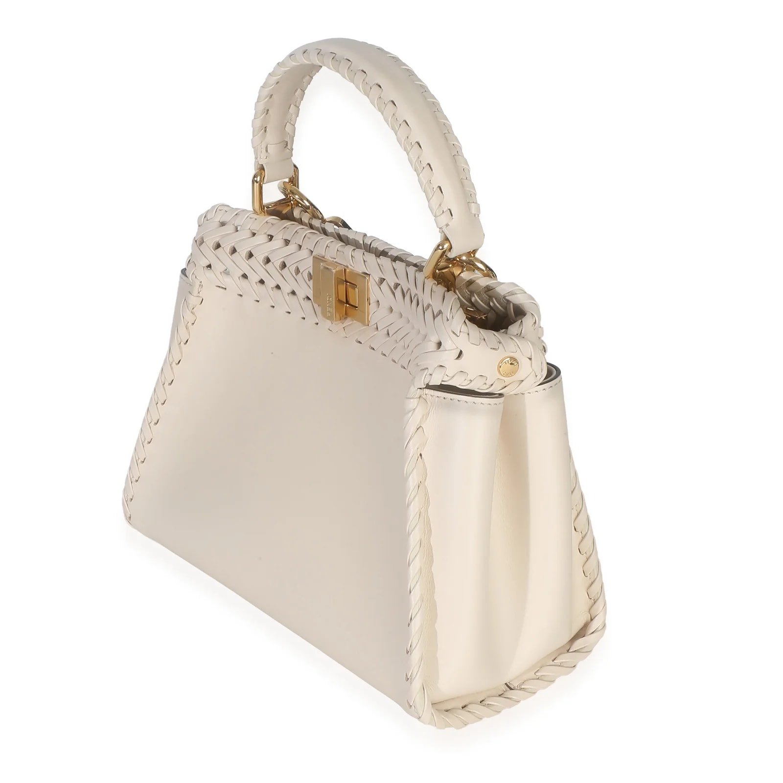 Fendi Vitello King Interlace Mini Peekaboo Iconic Satchel Neutral 4